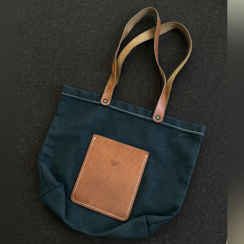 Seiter Gear black canvas and leather tote bag
